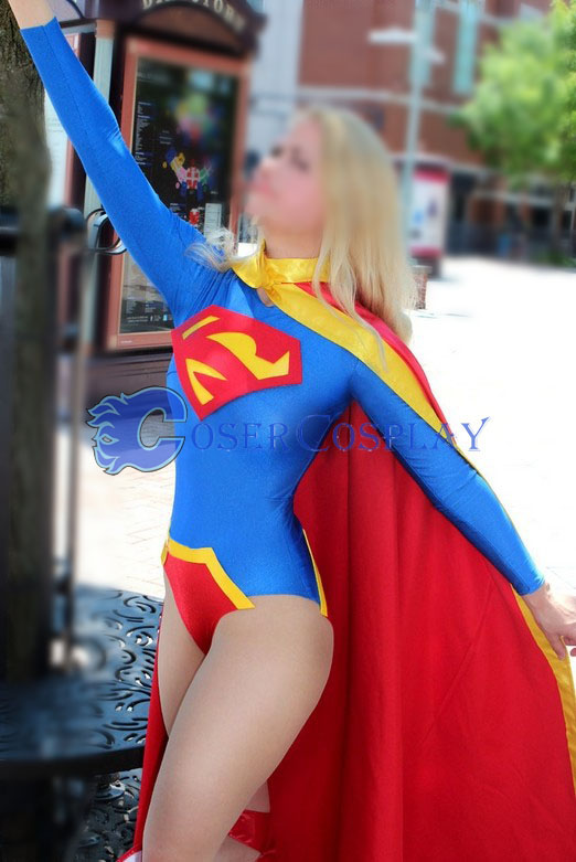 Supergirl Cosplay Costume With Cape Catsuit